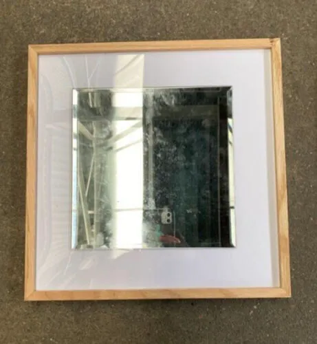 Square Mirror with Wooden Frame
