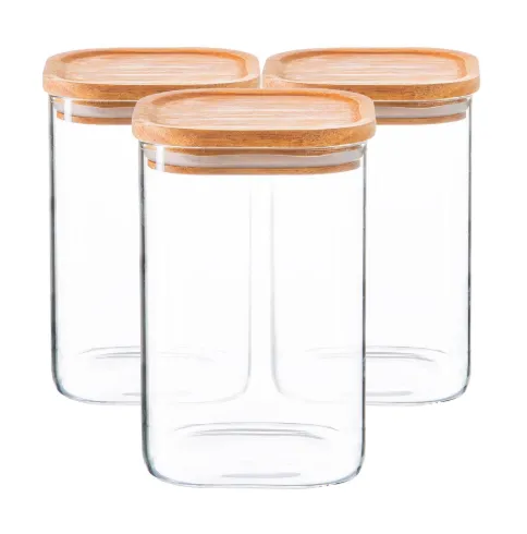 Square Jar with Wood Top (6 inch)