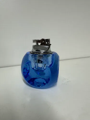 Blue Vintage Blenko Glass Ball Table Lighter