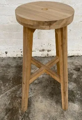 Round Light Wood Bar Stool