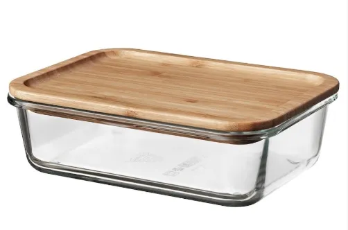 IKEA Glass Tupperware 1l with Bamboo Lid