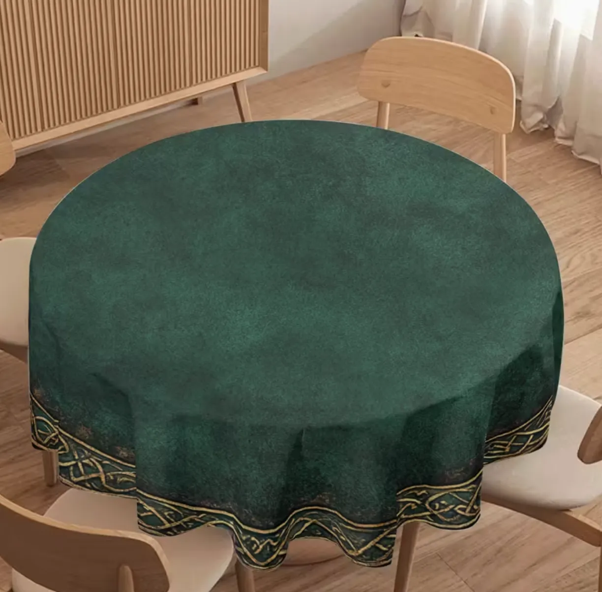 Vintage Green Round Tablecloth