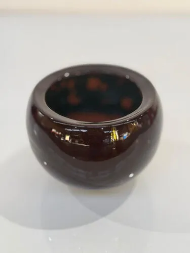 Small Glossy Brown Plant Pot (14cm)