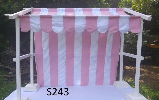 S243 Kiosk - White Frame and Vintage Pink & White Canopy ONLY