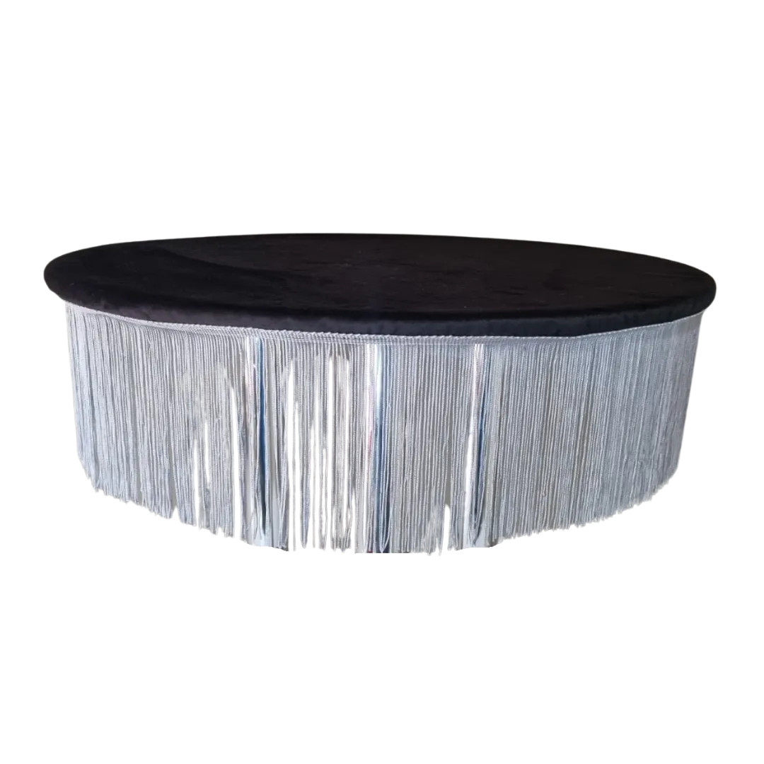 S1935 Black Velvet Overlays with fringe trimming