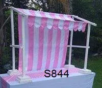 S844 Kiosk - White Frame and Pink & White Stripe Canopy ONLY