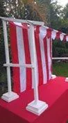 S842 Kiosk - White Frame and Red & White Stripe Canopy ONLY