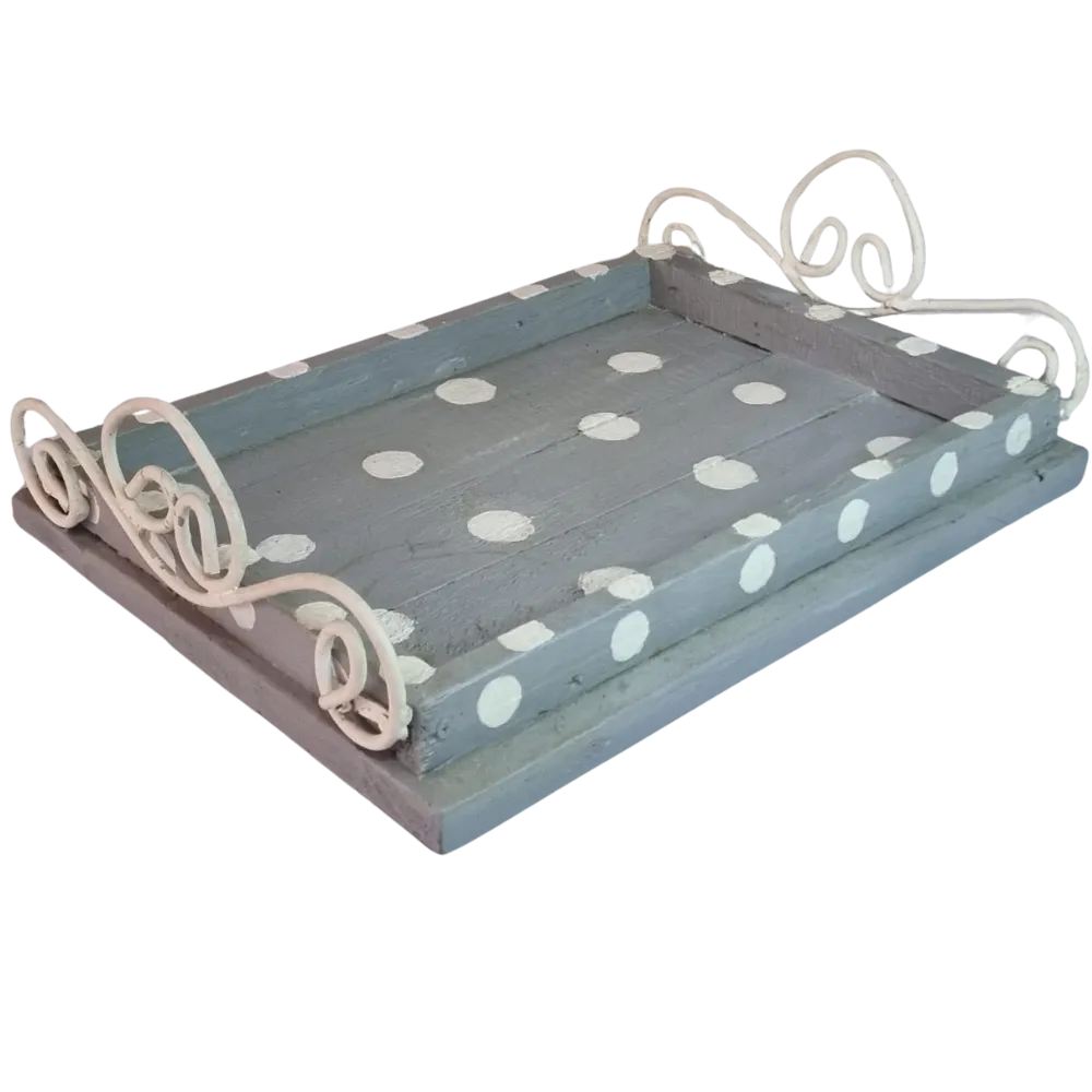 S314 Tray - Grey with White Polka Dots.