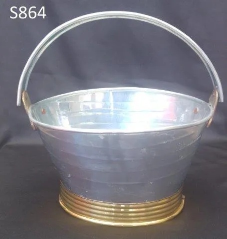 S864 Galvanised Bowl with Gold base - 10cm High