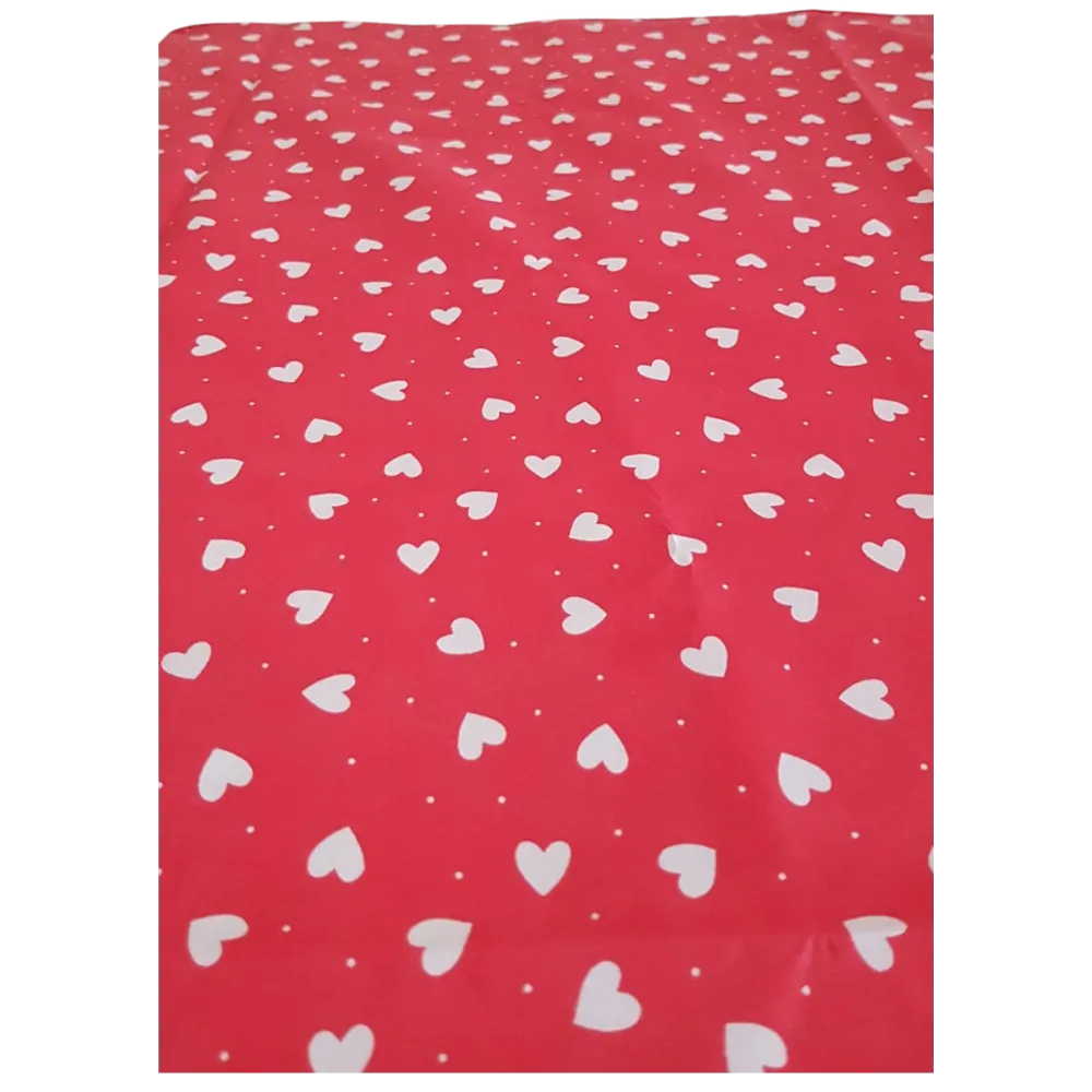S185 Tablecloth - Red with White Hearts - 2.5m Long