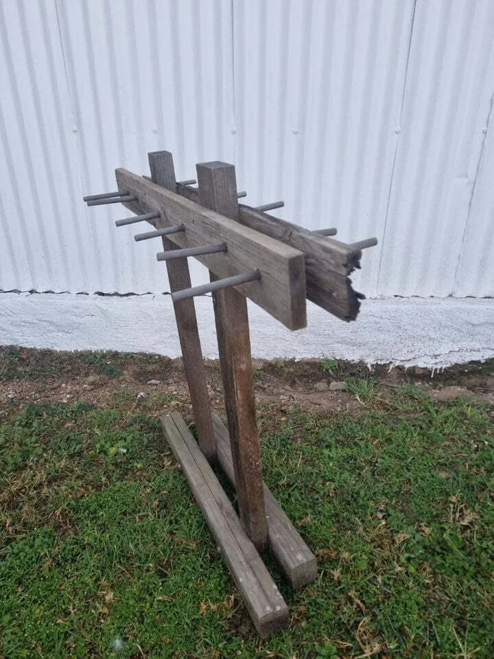 S1791 Rustic Wood Stand with Wooden Pegs - 92cm High