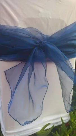 S536 Tiebacks Organza Navy Blue