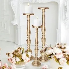 Gold Candle pillars - LG x 4