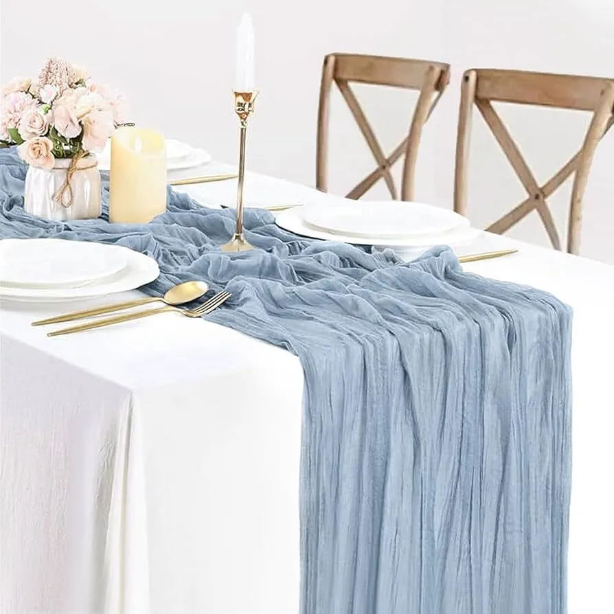 Dusty blue runner - cheesecloth