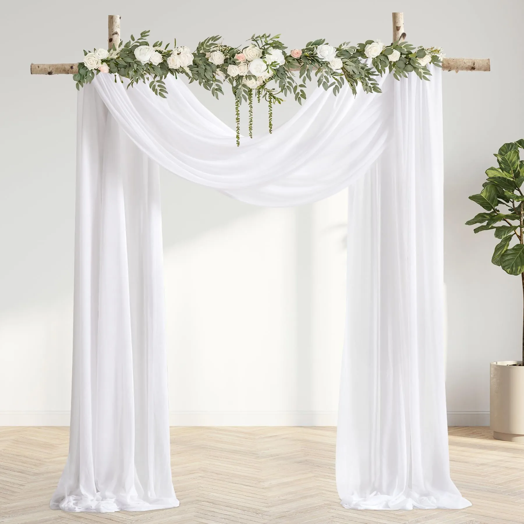 Sheer Panel Drape - White