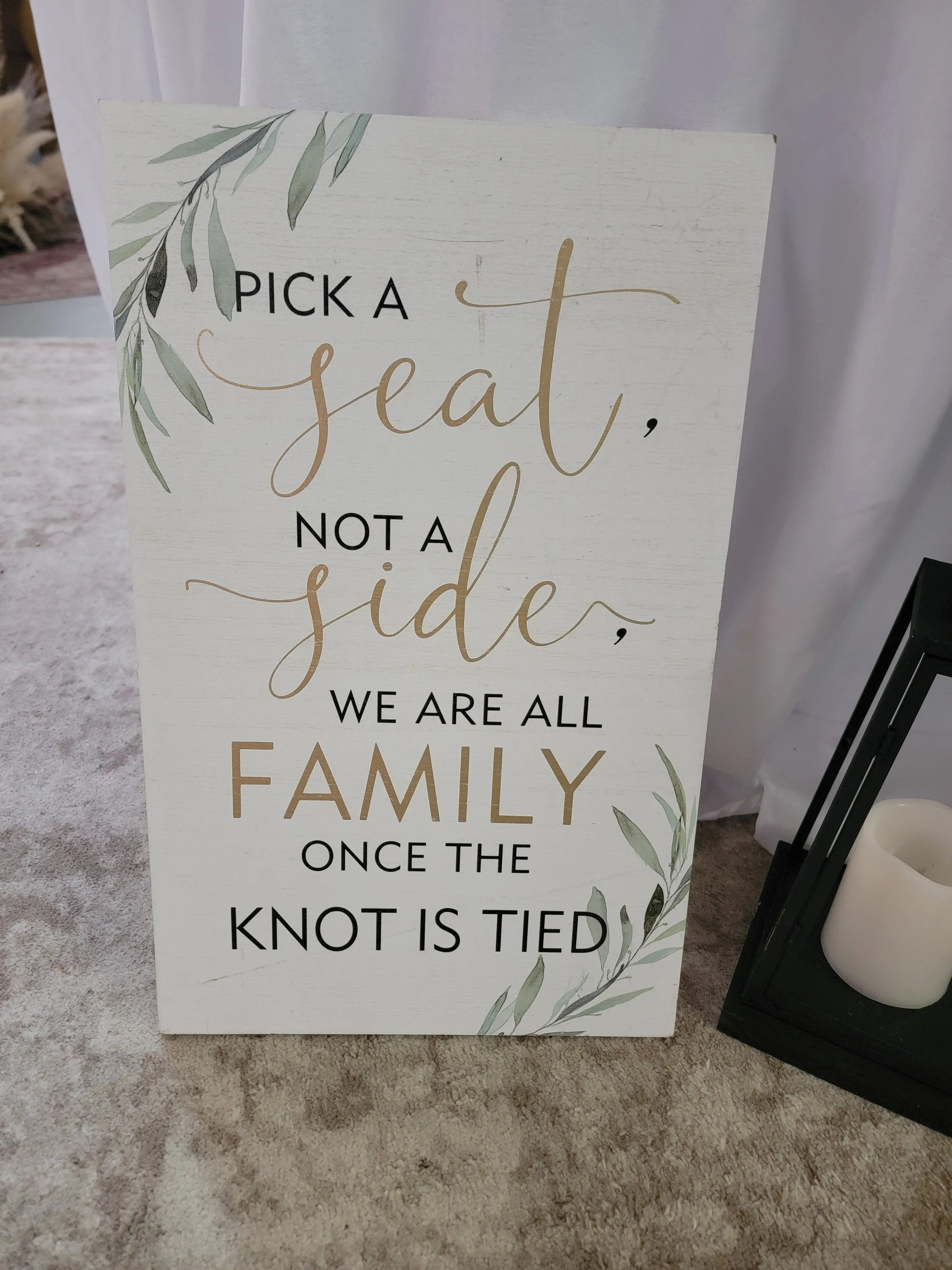 Pick at seat sign - white