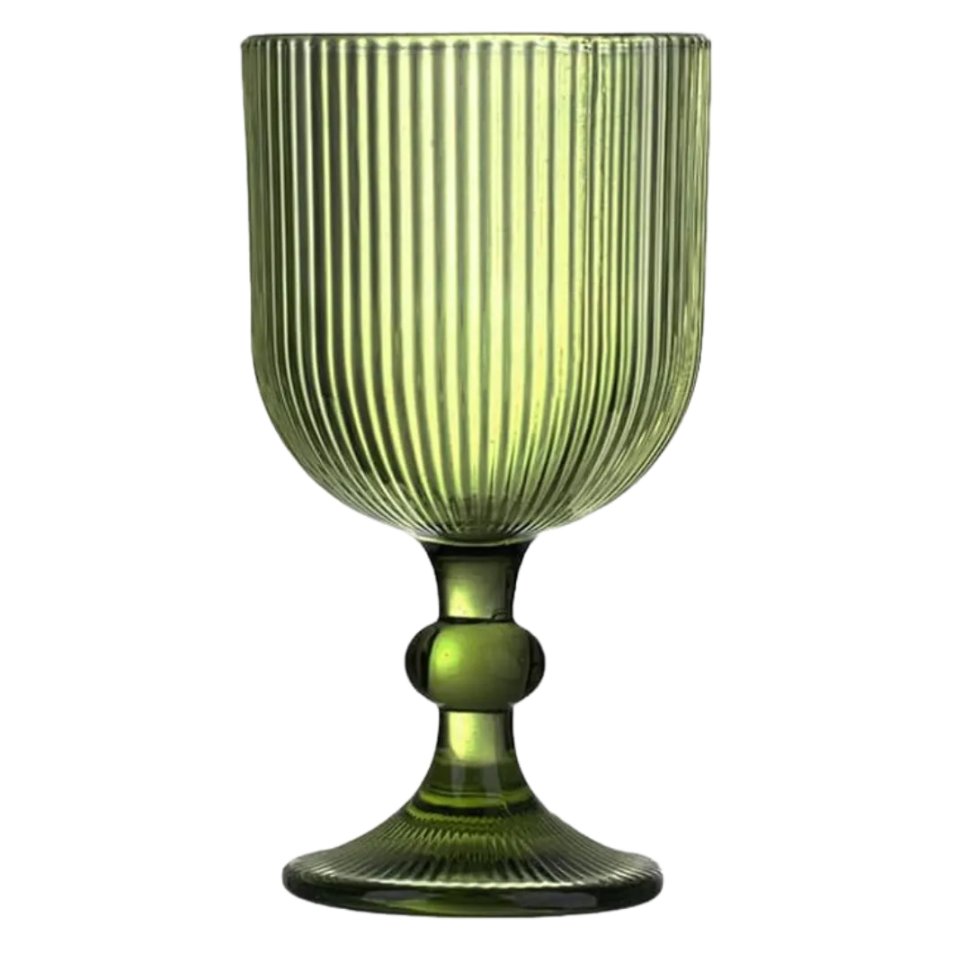 Green Ribbed Goblet