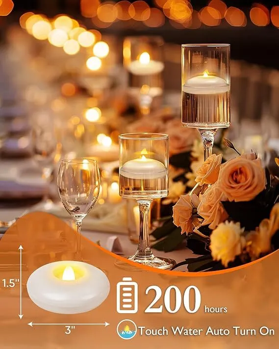 Flameless floating candles- 1.5"x3"