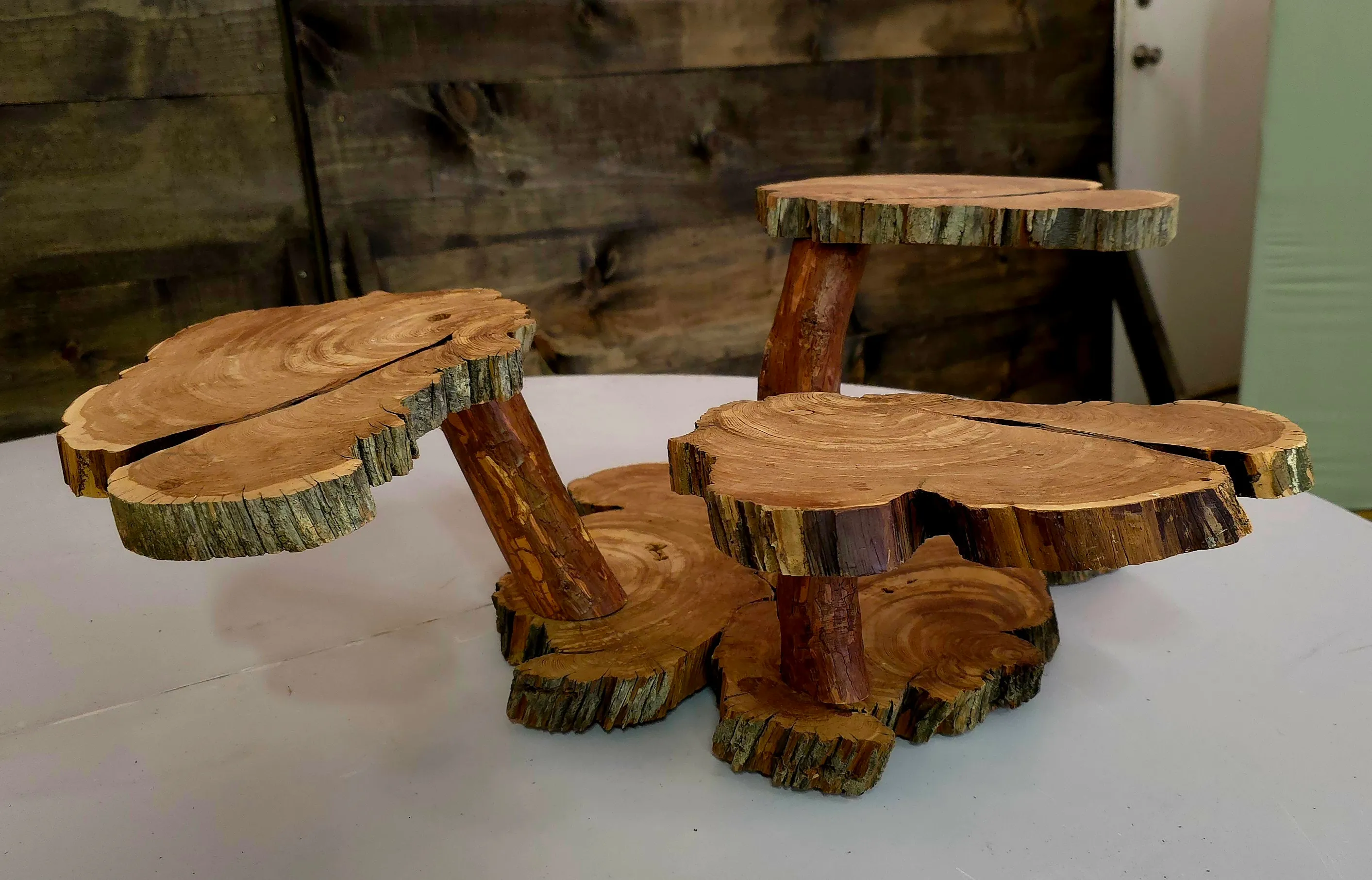 Wood 3 tier cake stand - live edge