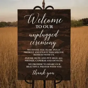 Unplugged wedding sign - wood