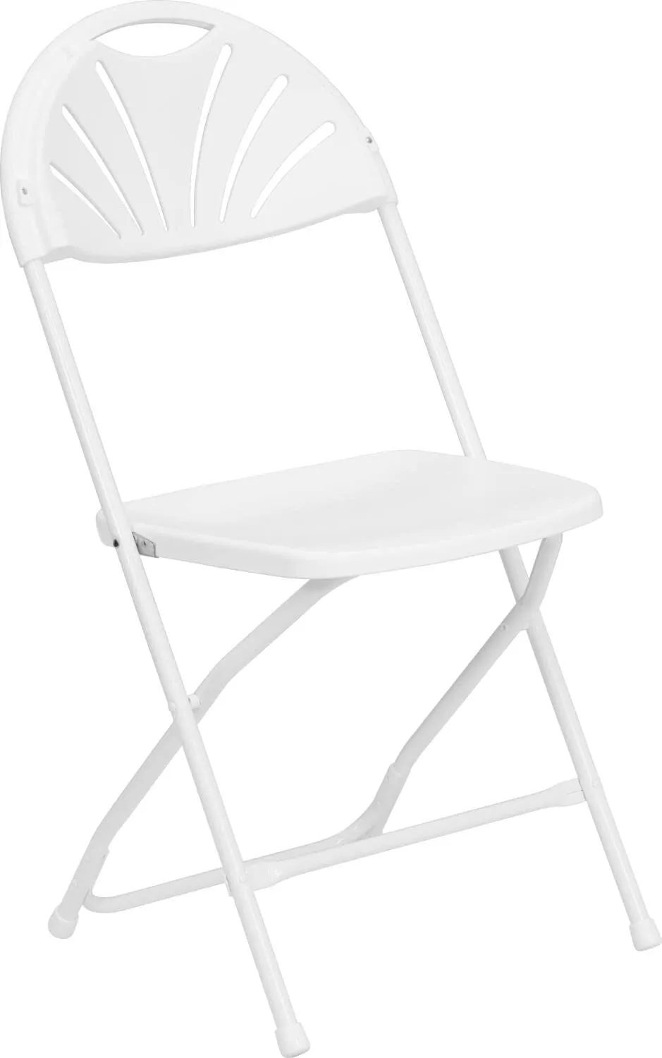 White Fan back folding chair