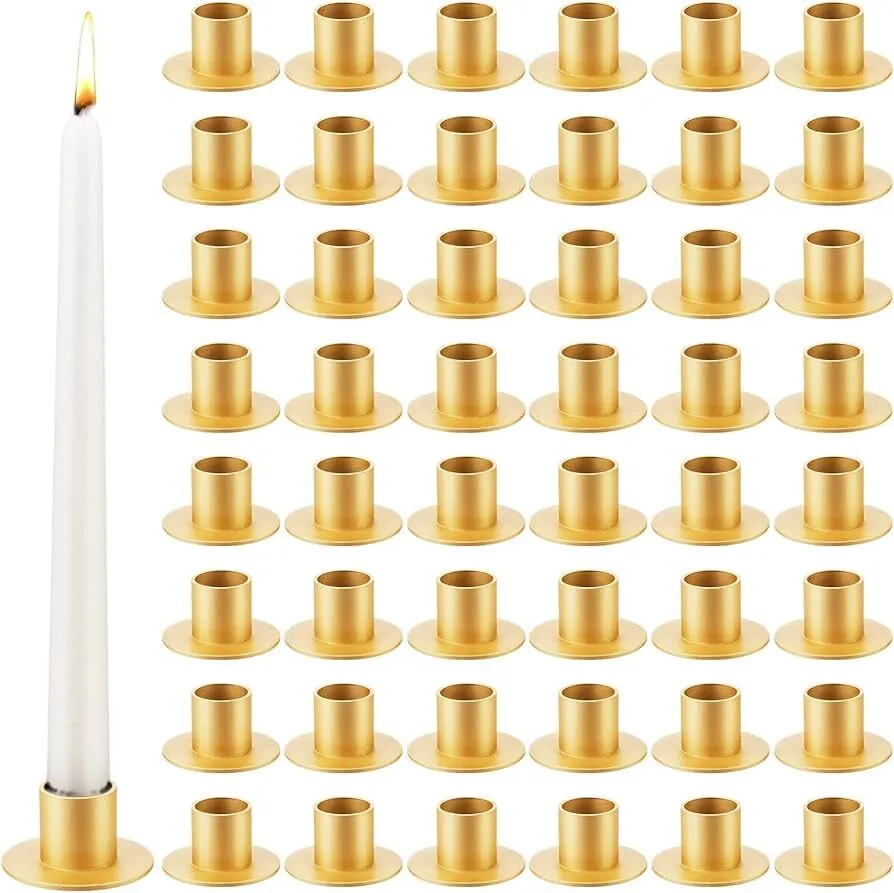 Gold taper candle holder - short
