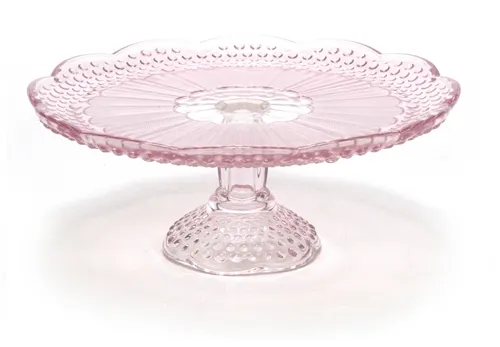 Cake stand - pink glass - 12 in