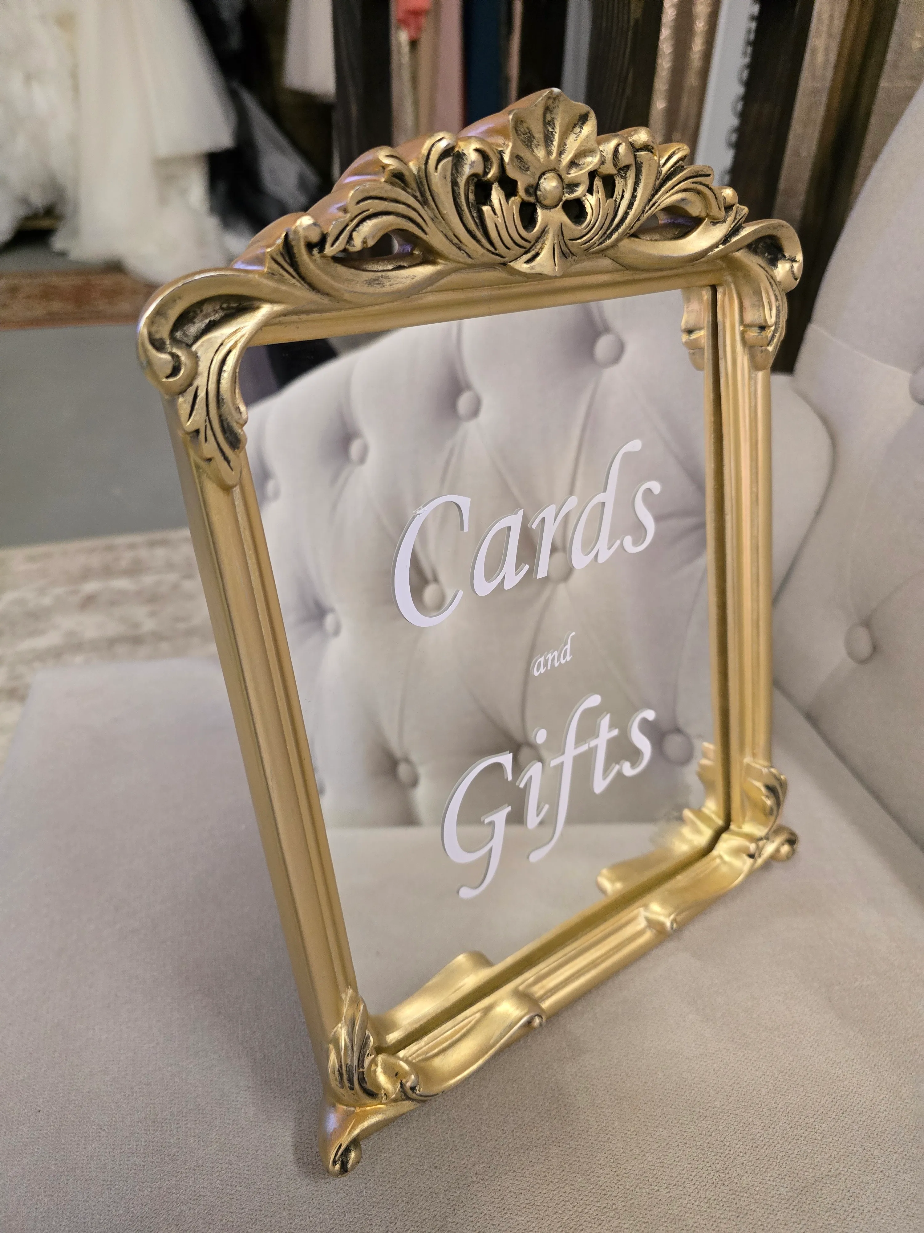 Cards and Gifts sign - gold ornate frame