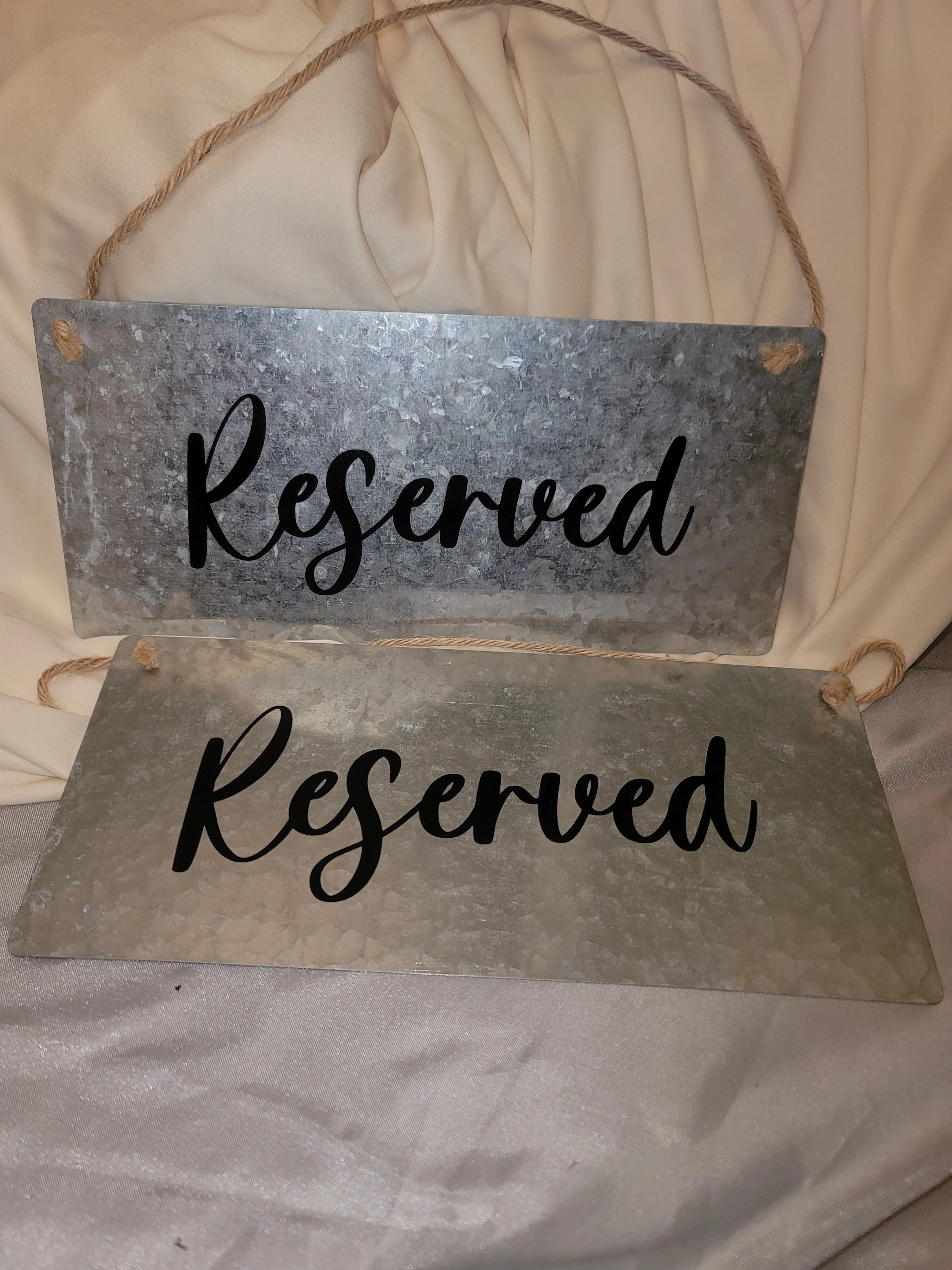 Galvanized Hanging reserved sign
