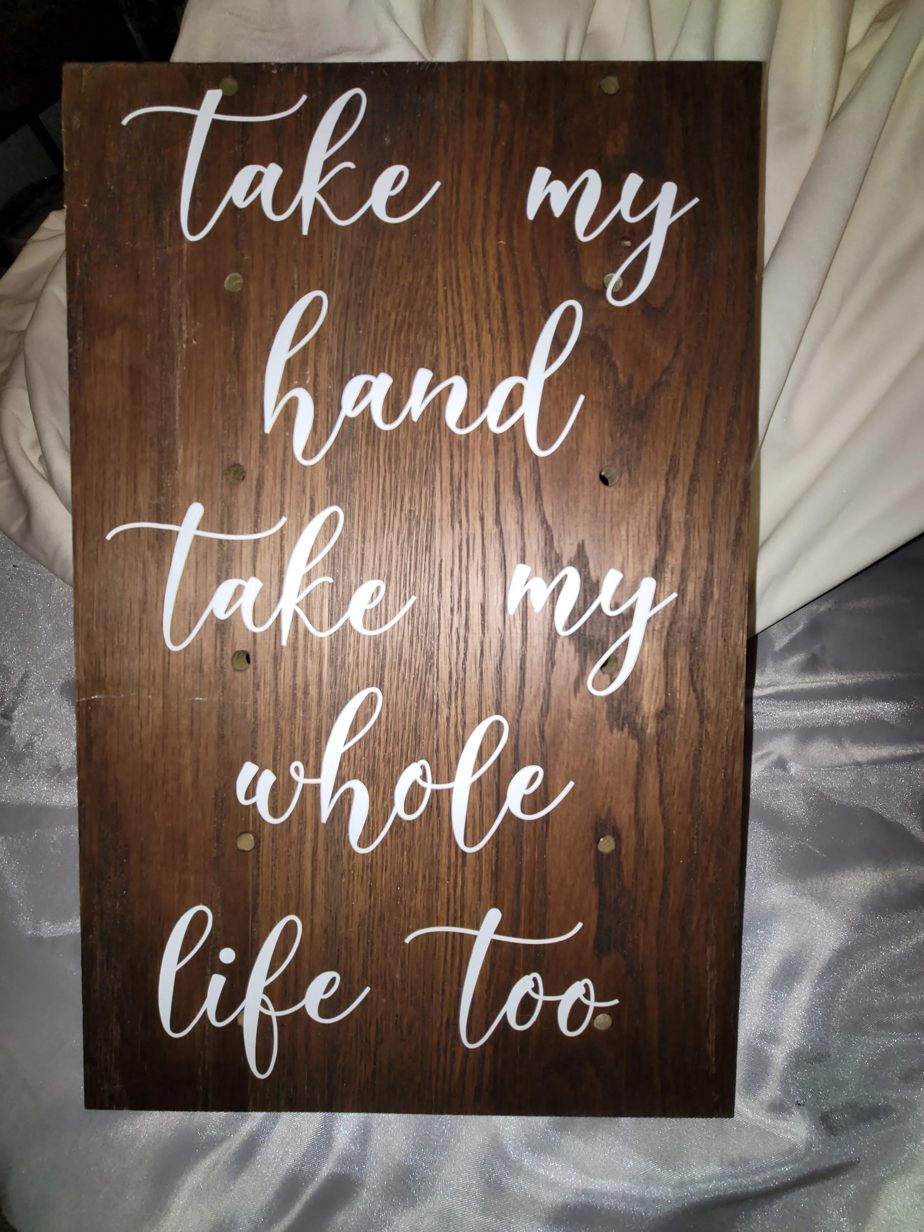 Take my hand wood sign 