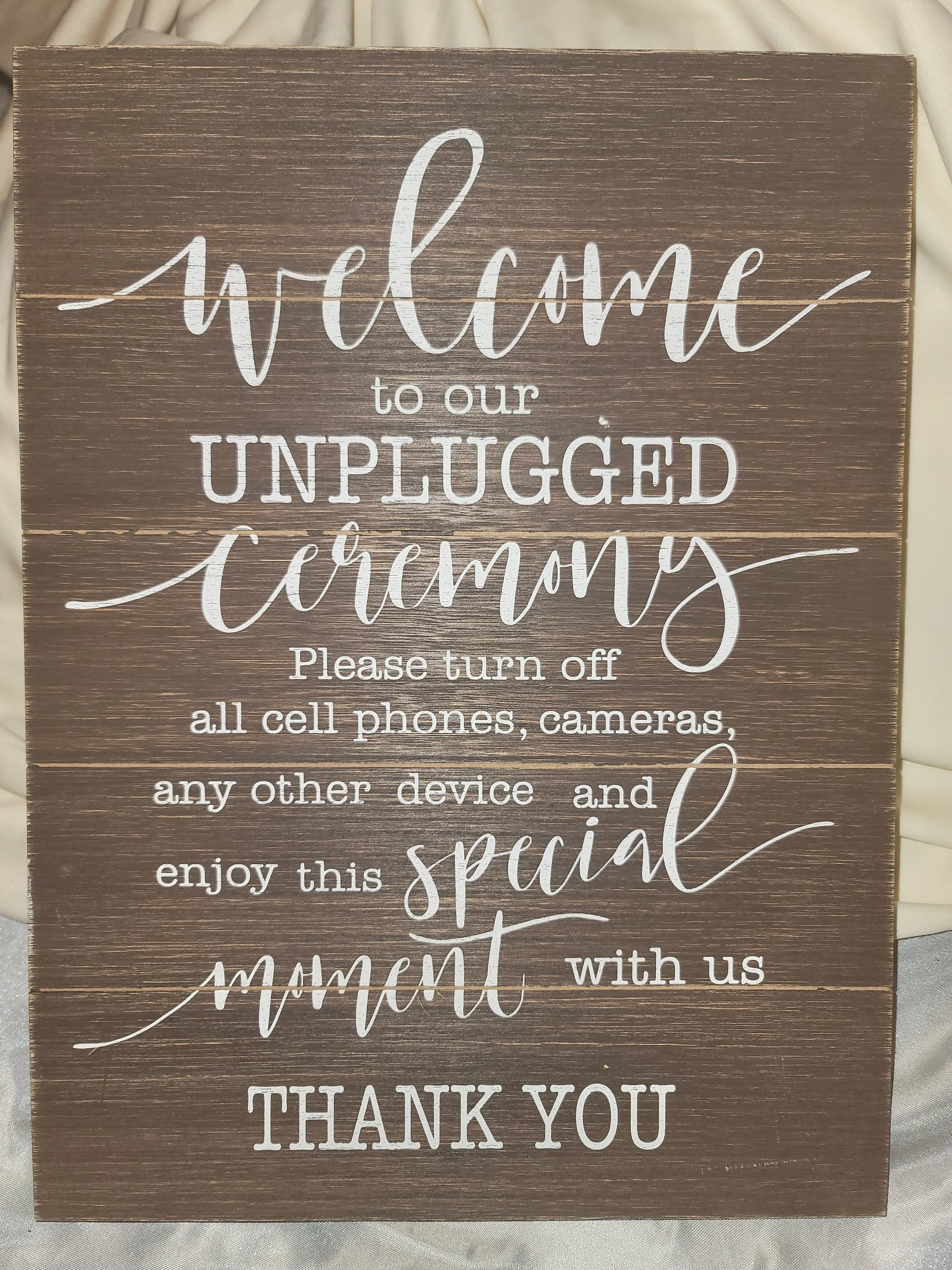Unplugged Ceremony Wood Sign 