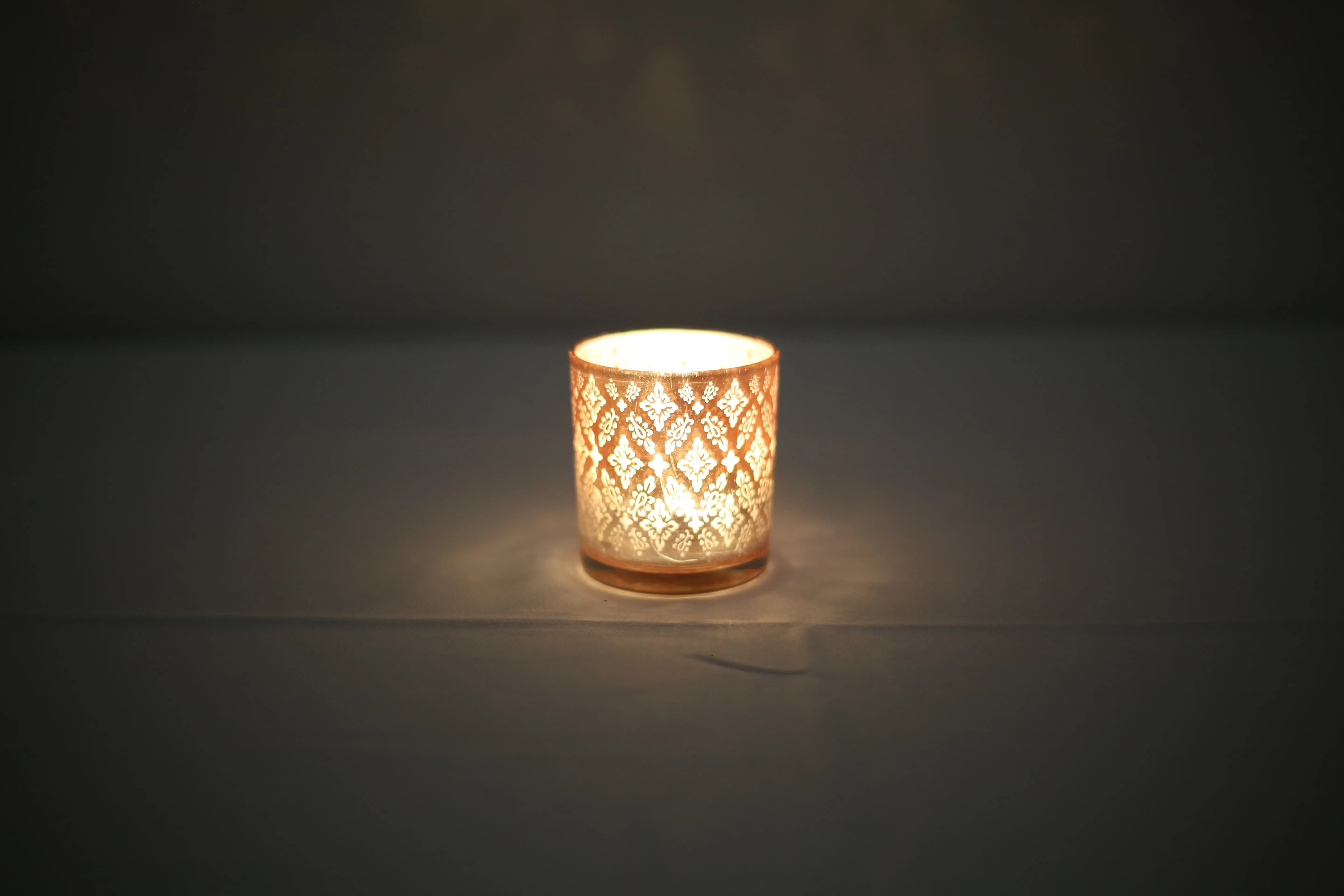 Pink candle jar with lights