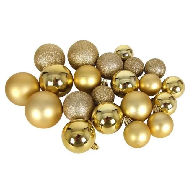 Gold Christmas Balls Assorted pack of 50
