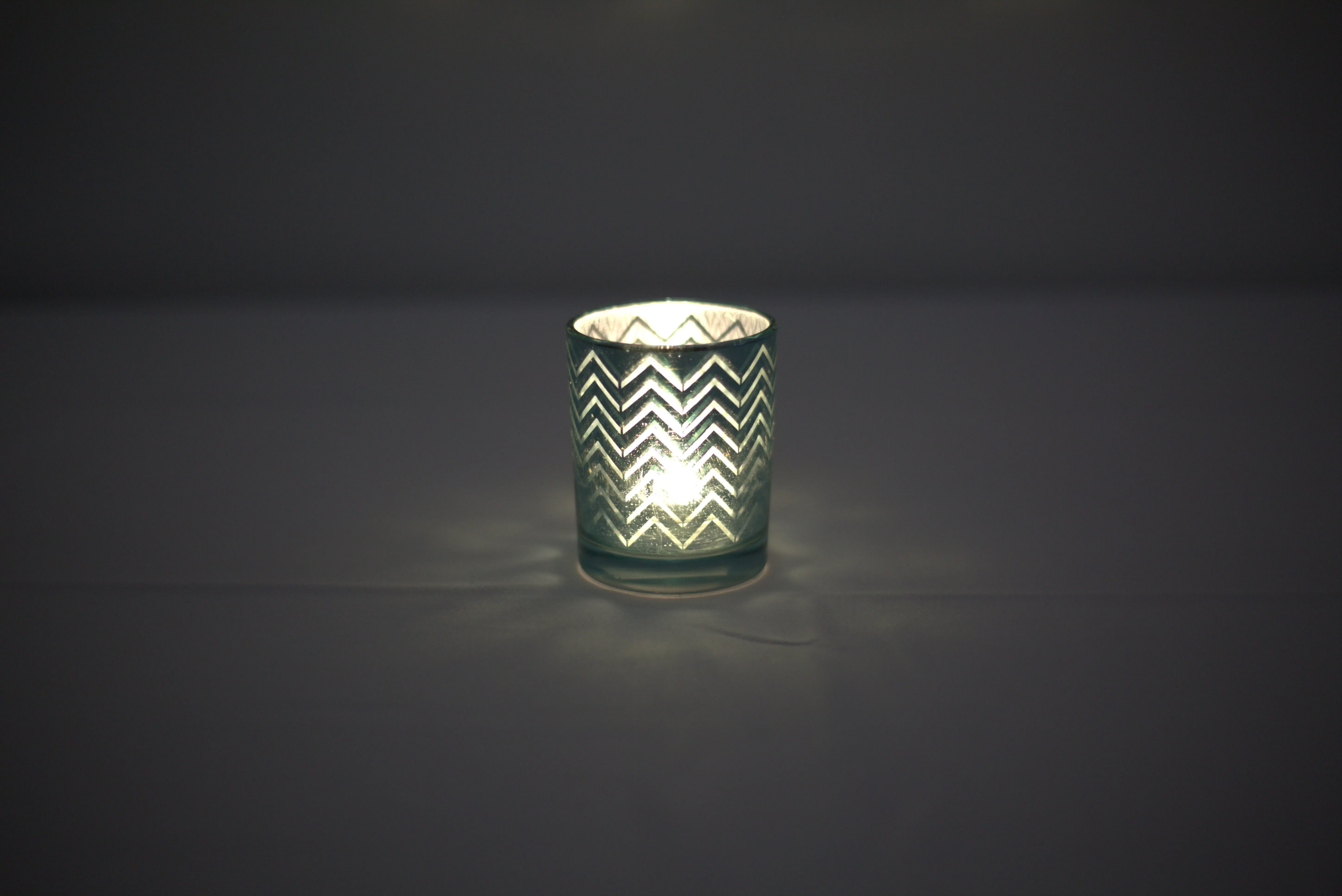 Blue candle jar with lights