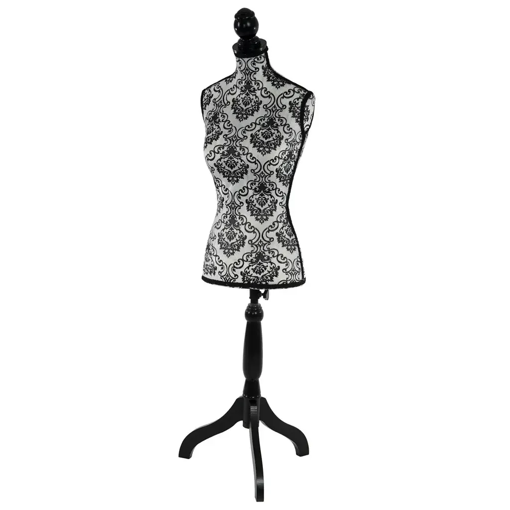 Decorative bust in black and white fabric