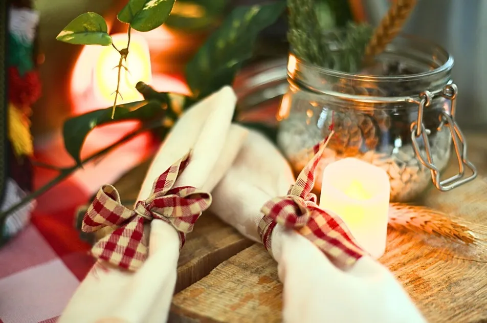 Vichy napkin knot