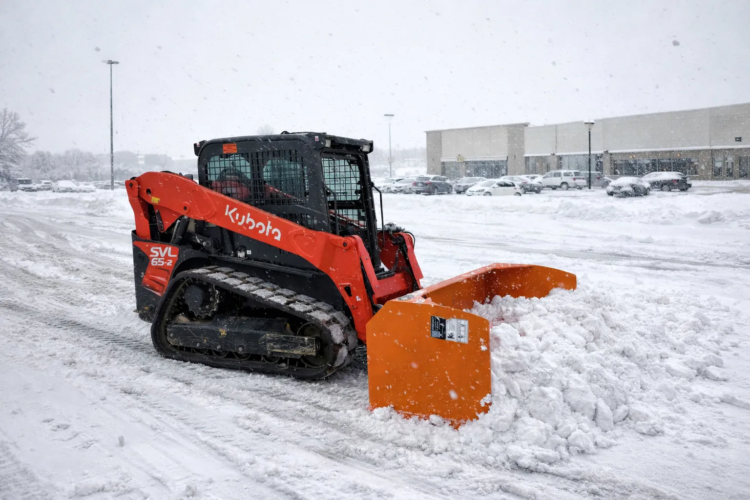 Kubota 65 HP skid steer/bobcat with snow pusher 84''