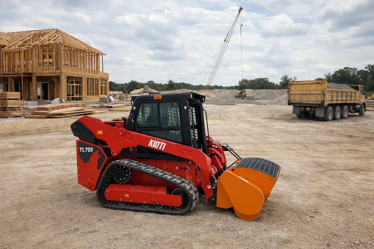 Kioti 75 HP skid steer/bobcat with concrete mixer attachment