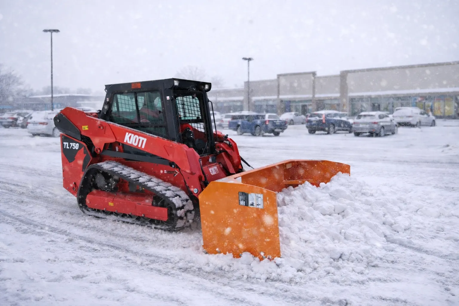 Kioti 75 HP skid steer/bobcat with snow pusher 84''