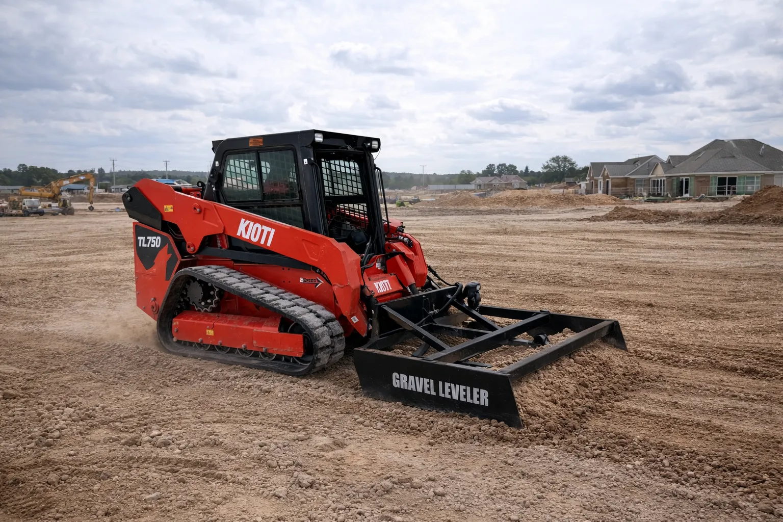 Kioti 75 HP skid steer/bobcat with 72'' land plane