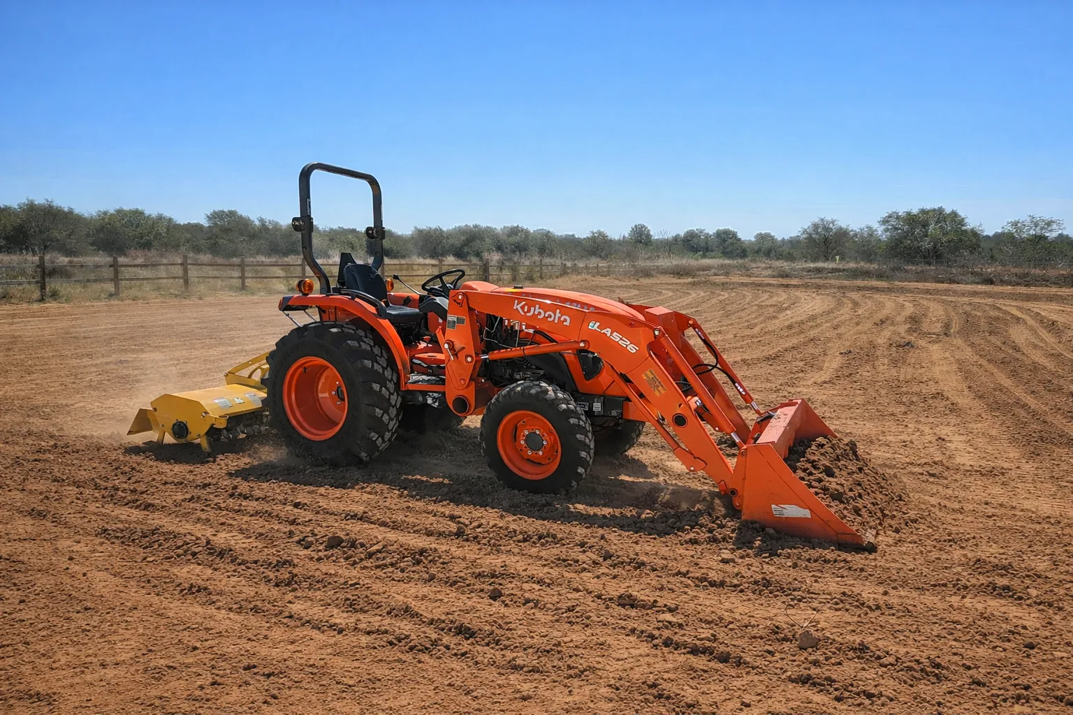 Tractor with garden tiller 72 in