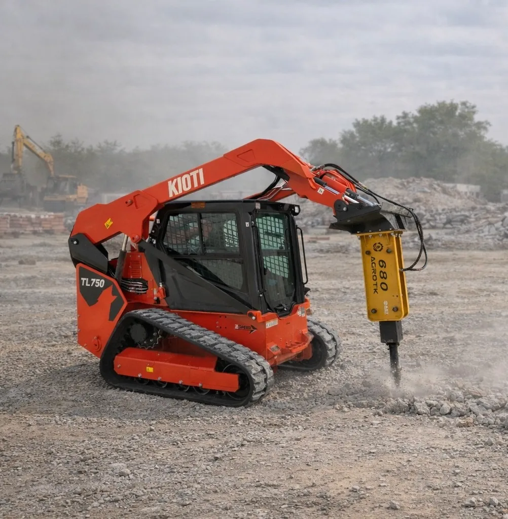 Kioti 75 HP skid steer/bobcat with breaker hammer