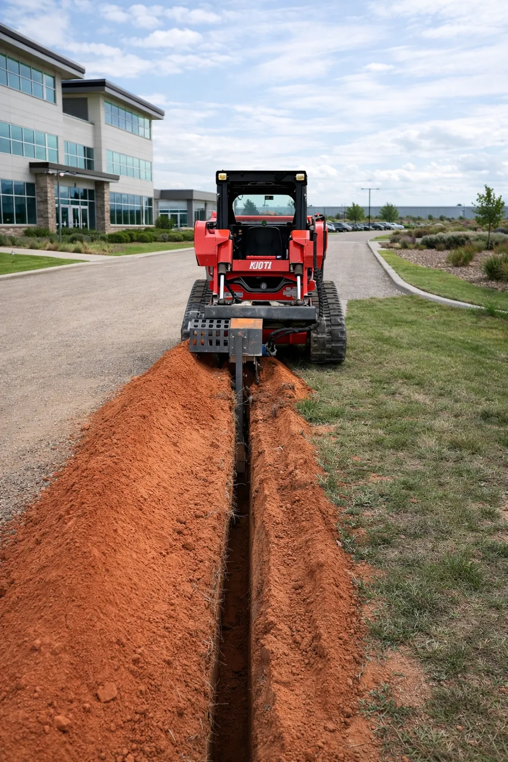 Kioti 75 HP skid steer/bobcat with 48 in trencher