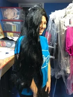 Very long black wig