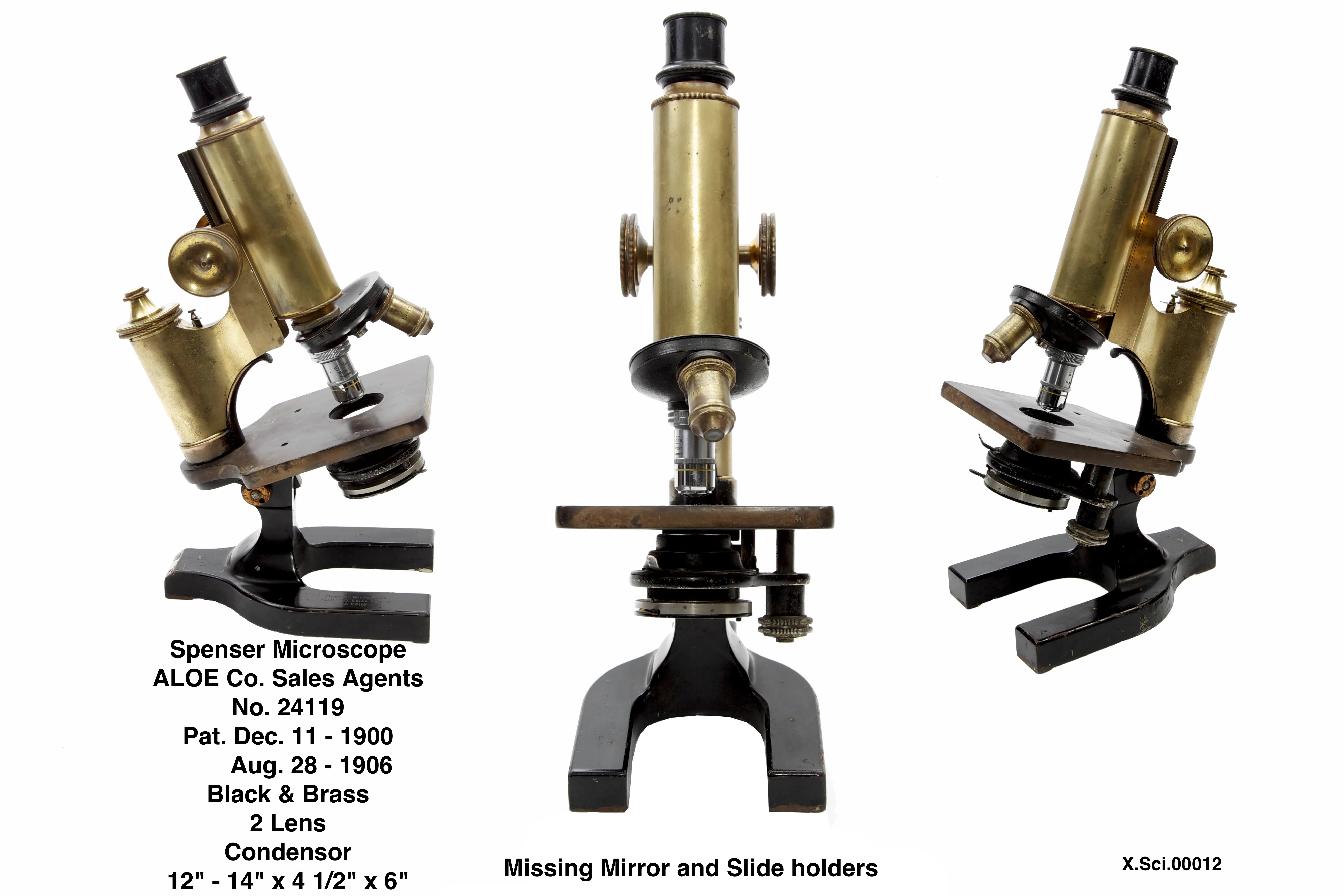 Spenser Brass Dual Lens Microscope