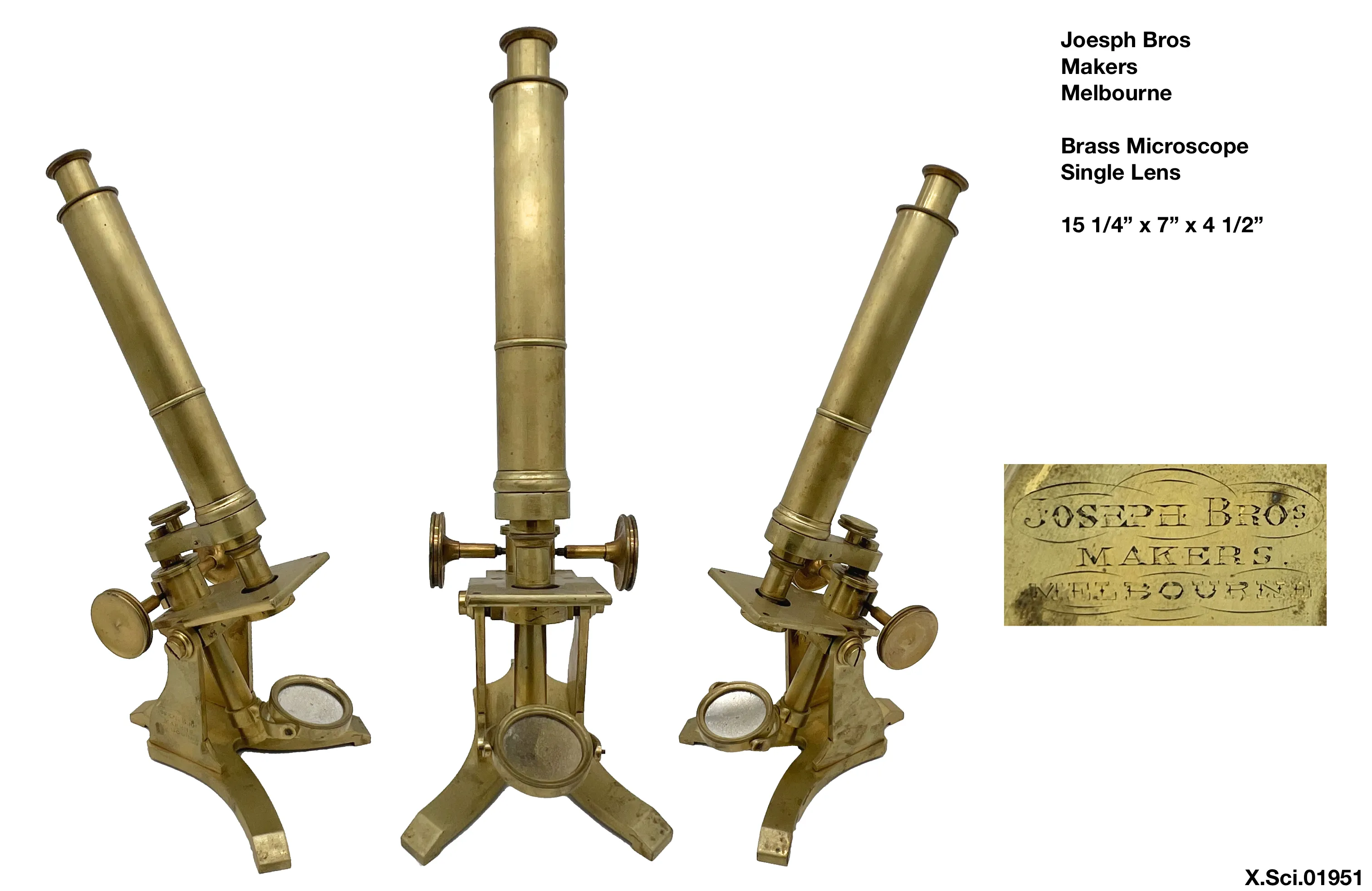 Joesph Bros Brass Single Lens Microscope