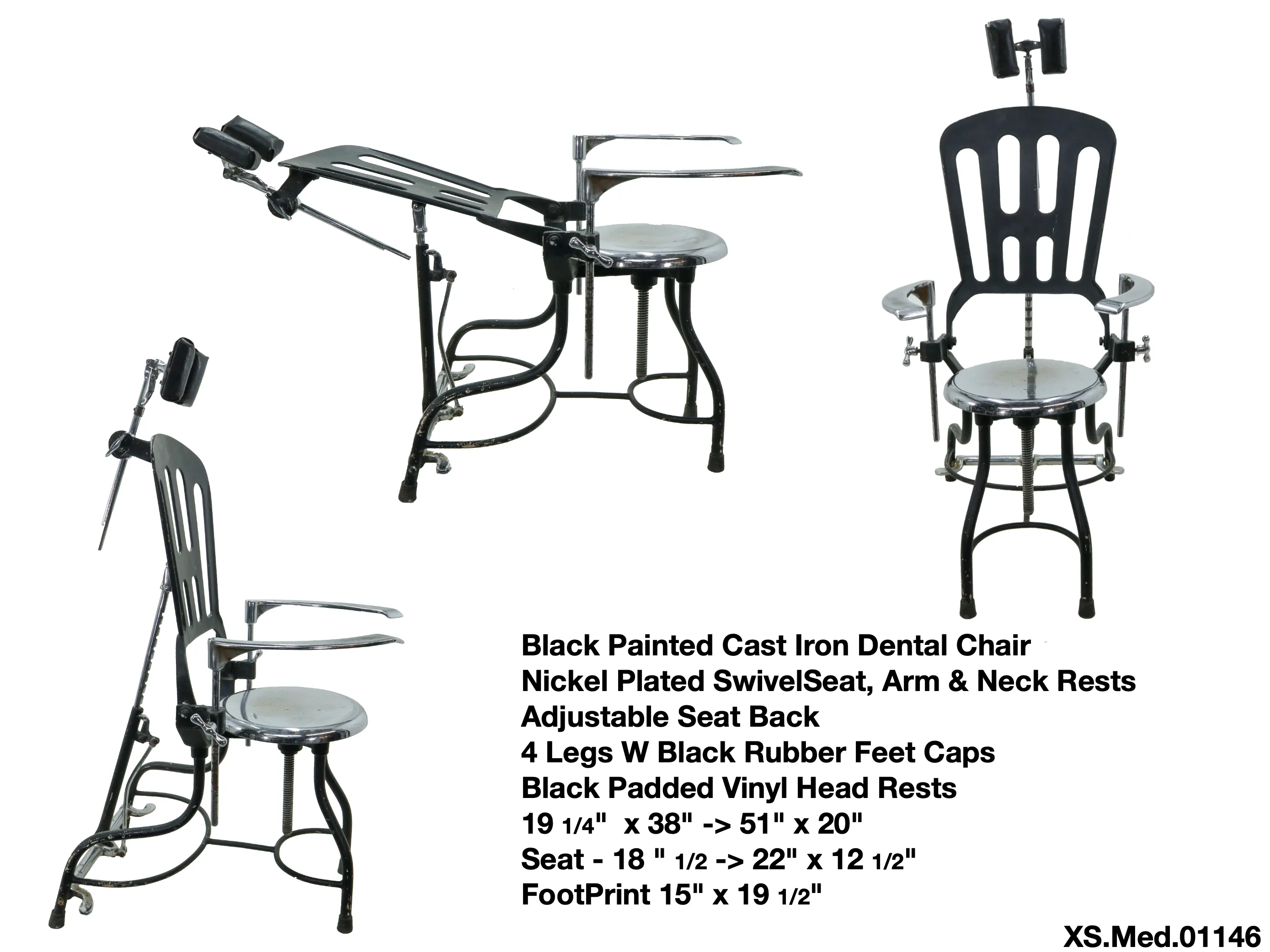Dental Chair Black & Chrome