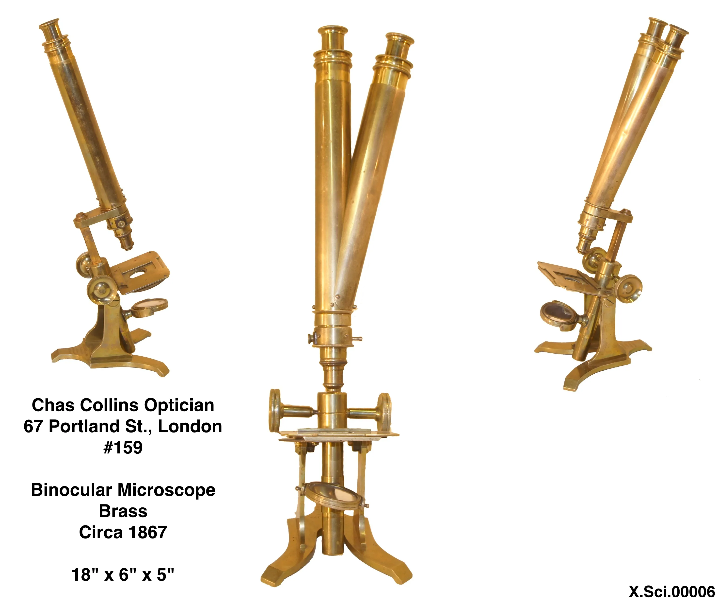 Chas Collins Brass Binocular Microscope