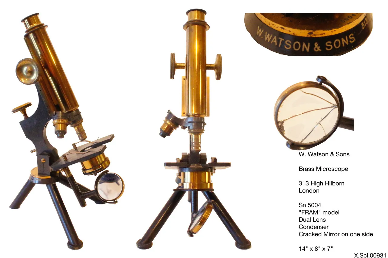 W Watson & Sons Brass Dual Lens Microscope