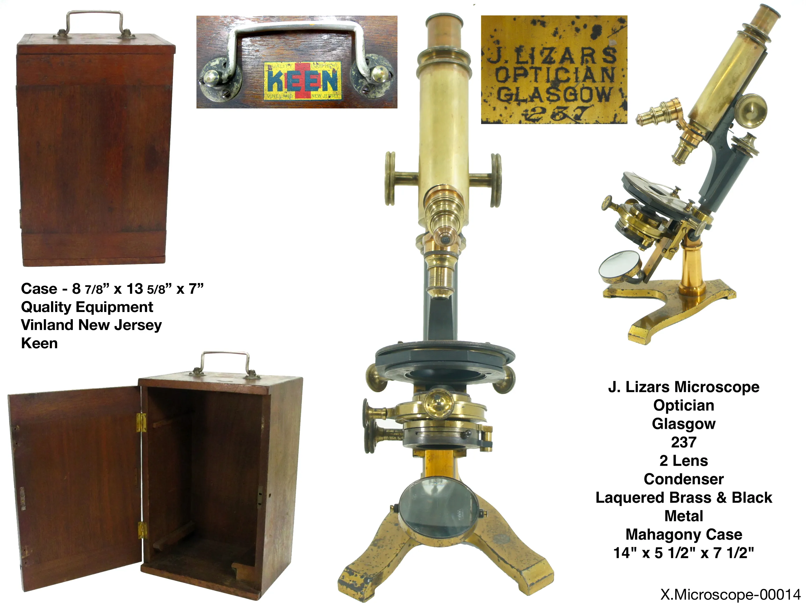 J Lizars Brass Dual Lens Microscope